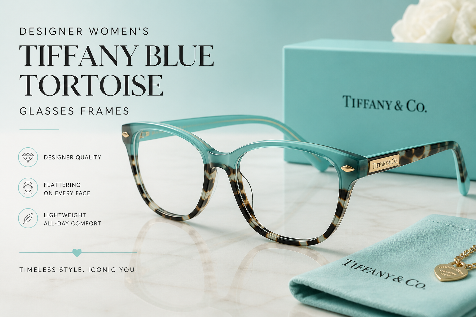 designer women's tiffany blue tortoise glasses frames